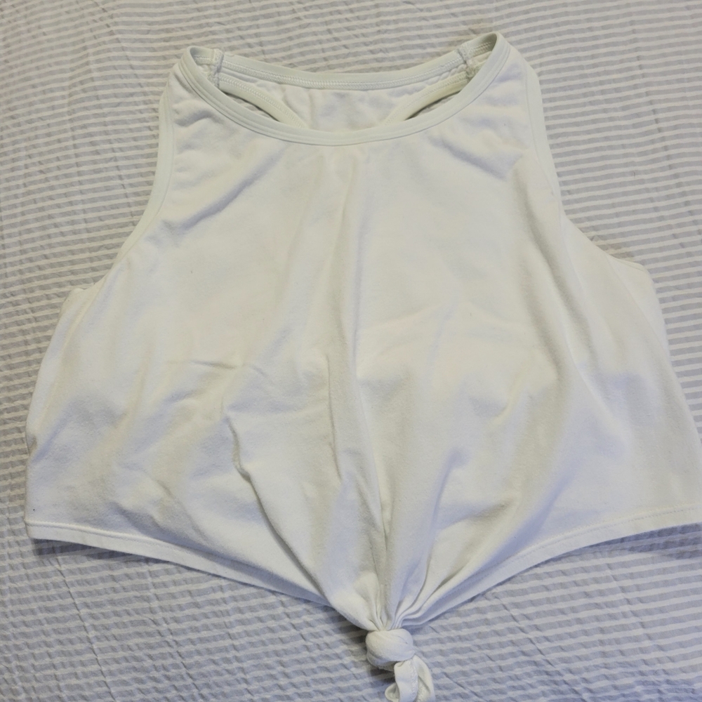 Aerie White Sleeveless Knotted Top M